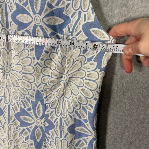 Talbots Dress 8P Cut Away Lace Floral White Shift Mod Periwinkle Church Easter - Picture 7 of 14